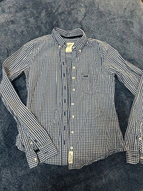 Abercrombie & Fitch Navy and White Check Button-Down Shirt